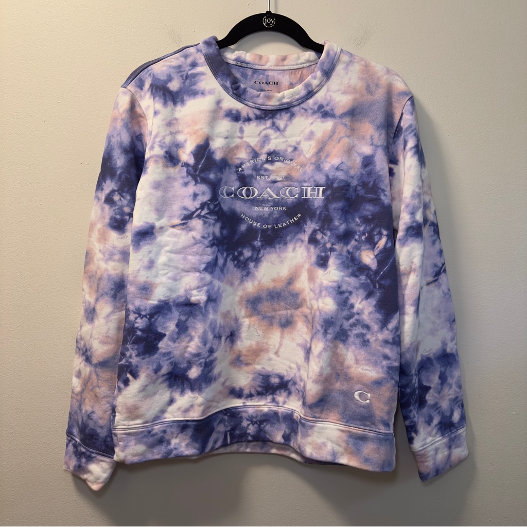 Coach Women’s Purple/Pink Tie Dye Crew Neck Sweatshirt Sz M